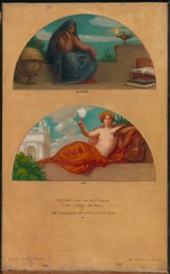 文明の進歩。科学と芸術の壁画研究、アイオワ州デモインの州議会議事堂、1905-1年 作： Kenyon Cox