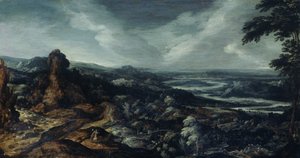トビアスと天使のいるパノラマ風景 作： Kerstiaen de Keuninck (attributed to)