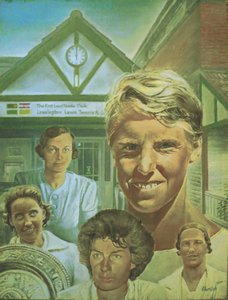 全英レディ・ウィンブルドン王者がレミントン・ローンテニスクラブを訪問（絵画）