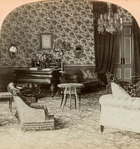 大統領の応接室、ロバーツ卿の本部、ブルームフォンテーン、南アフリカ、1900年。 作： Keystone View Company