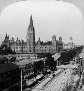 国会議事堂、オタワ、オンタリオ州、カナダ。 作： Keystone View Company