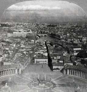 イタリア、サンピエトロのバルコニーからの永遠の都ローマ、1904年。 作： Keystone View Company