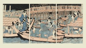 両国橋で涼む 作： Kikugawa Eizan