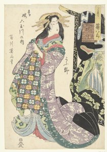 鶴屋家と高野川の遊女篠原 作： Kikugawa Eizan