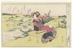 山城国出多摩川 山城、井手の玉川。 (アイテムのタイトル) 六多摩川になぞらえた風情ある屋敷の美女（連載タイトル） 風流せいろ美人無玉川の内。 (オブジェクトのシリーズ タイトル) 作： Kikugawa Eizan