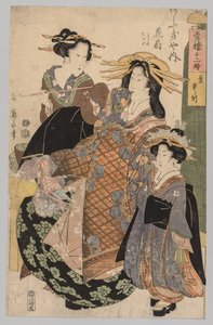 二人の女性と少女、1800年から1829年。 作： Kikugawa Eizan