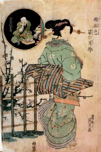 振り向く花魁 喜多川英山（1787-1867）の日本版画 19世紀 レンヌ美術館 作： Kikukawa Eizan