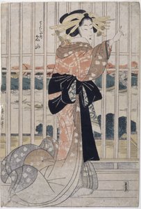 茶々屋の遊女名山（色木版画）