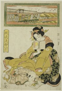 『風流東都八景』より 堺町芝居 作： Kikukawa Eizan
