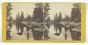 マーセド川（カリフォルニア州ヨセミテ）、185575年。クリエイター。キルバーンブラザーズ、BWキルバーン 作： Kilburn Brothers, BW Kilburn
