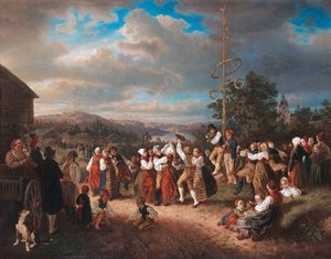 ロマン主義：ラエットヴィークでの夏至の踊り by Zoll, Kilian Christoffer (1818-1860)