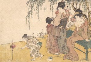 花火を上げる子供（『四季の花』絵巻より）1801年 作： Kitagawa Utamaro