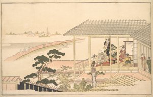 月夜の吉原の家での愉快な仲間たちの宴 1789年 作： Kitagawa Utamaro