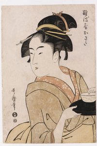 なにやや茶屋のウェイトレス沖田の胸像 作： Kitagawa Utamaro