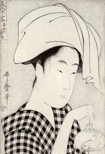 『美人十代』シリーズ（10代女性）の両国茶屋c.1797（版画） 作： Kitagawa Utamaro