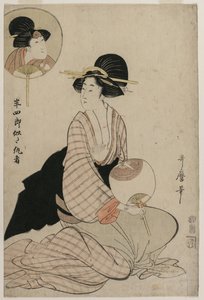 俳優の岩井半四郎に似た魅力的な女性 V 作： Kitagawa Utamaro