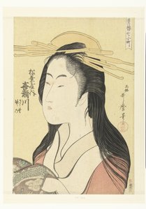 松葉屋家遊女黄瀬川の胸像。 松葉屋内黄瀬川 遊園地の七人の小町（シリーズタイトル） せいろななこまち