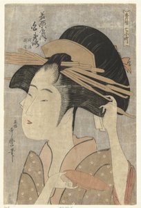 若谷家遊女白津屋の胸像。 若谷うち白ツヤ 遊園地の七人の小町（シリーズタイトル） せいろななこまち 作： Kitagawa Utamaro