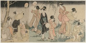 ホタルを捕まえる 作： Kitagawa Utamaro