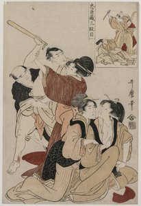 忠臣蔵：忠誠の倉庫の第3幕、1790年代後半。 作： Kitagawa Utamaro