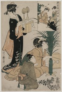 忠臣蔵：忠誠の倉庫の第4幕、1790年代後半。 作： Kitagawa Utamaro