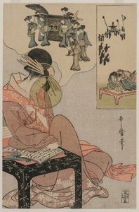 結婚行列を夢見る花魁、1790年代後半（錦絵） 作： Kitagawa Utamaro