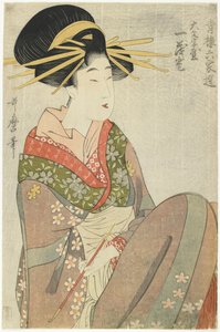Courtesan Hitomoto of the Daimonjiya House, 1801-1802 作： Kitagawa Utamaro
