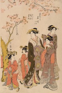 桜の下を散歩する遊女、1789年頃（版画）（203664の詳細）