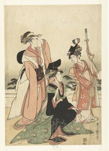 廷臣の真似をする娼婦。 作： Kitagawa Utamaro