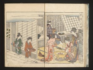 冬の朝の遊女と客 作： Kitagawa Utamaro
