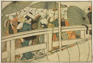 挿絵集『えほんしきのはな』より 夏の橋を渡る vol. 1 作： Kitagawa Utamaro
