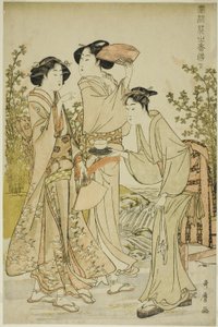 優雅な楽しみ：花の香り、左（風流花の華遊び、ゲ） 作： Kitagawa Utamaro