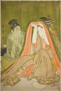 蚊帳から出てくる 作： Kitagawa Utamaro