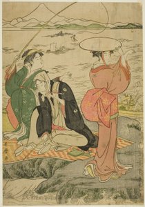フィシンｇ あｔ 岩や、 江ノ島 作： Kitagawa Utamaro