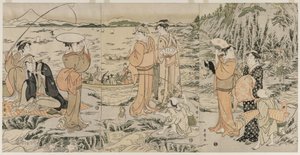 江の島のまな板岩で釣り 作： Kitagawa Utamaro