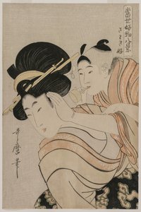 シリーズ「今日の世界の好きなものの 8 つのビュー」の「Fond of Noise」 作： Kitagawa Utamaro