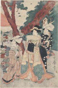 新年の二見ヶ浦海水浴場 作： Kitagawa Utamaro
