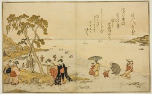 干潮時の貝拾い図鑑「潮干のつと」より 作： Kitagawa Utamaro