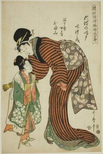 銀十郎の妻お弓（『阿波の鳴門・銀十郎女房お弓』より）（『人形浄瑠璃竹取の人形節』より） 作： Kitagawa Utamaro