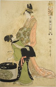 酉の刻 (とりのこく) 連載「聖路十二時続」より 作： Kitagawa Utamaro