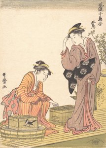 日本のウグイス嬢、1754-1806。 作： Kitagawa Utamaro