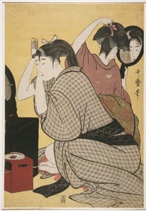 髪結い、髪を整える 作： Kitagawa Utamaro