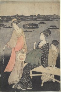 川開夜祭：隅田川の眺め 作： Kitagawa Utamaro