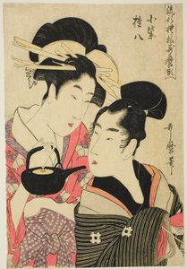小紫と権八 歌麿形洒落文様シリーズより 1798-99年頃（錦絵・大判 作： Kitagawa Utamaro