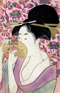 喜多川歌麿の「櫛（くし）」。 作： Kitagawa Utamaro