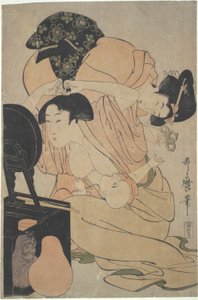 授乳中の赤ちゃんとアテンダントを持つ母親