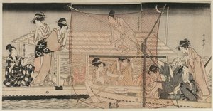 隅田川の夜のネット釣りc。 1800。