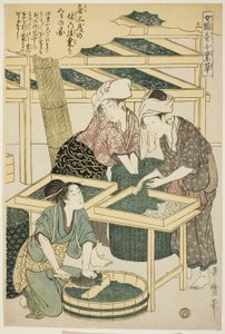 連載「養蚕手仕事草」より3号（さん） 作： Kitagawa Utamaro