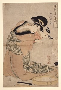 Omu Komachiオウム小町、シリーズ「プレジャークォーターズのセブン小町」から、1802年頃 作： Kitagawa Utamaro