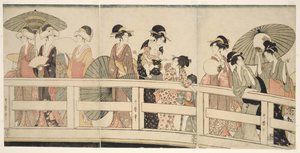 両国橋の上と下 作： Kitagawa Utamaro